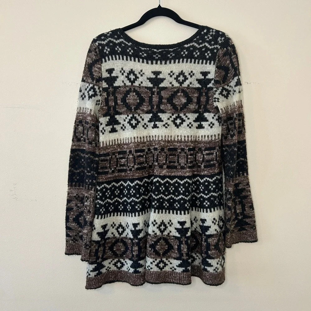 Free People Southwestern Boho Aztec‎ Knit Tunic Sweater Dress XS